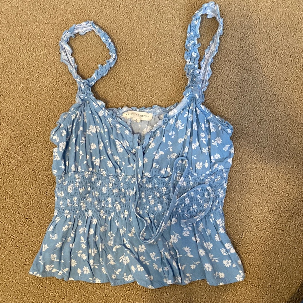 Pacsun blue floral small crop top